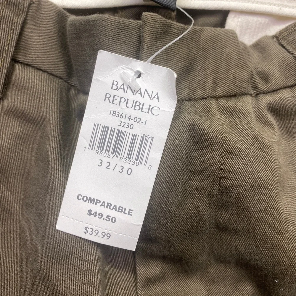 Banana Republic Gavin Flat Front Chino Pants Mens Sz 32 Brown Straight Leg NWT